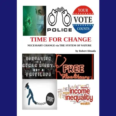 A book cover with various political slogans and images.