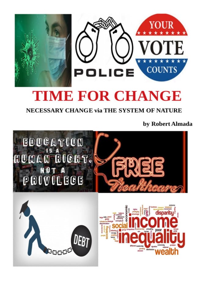 A book cover with various political slogans and images.